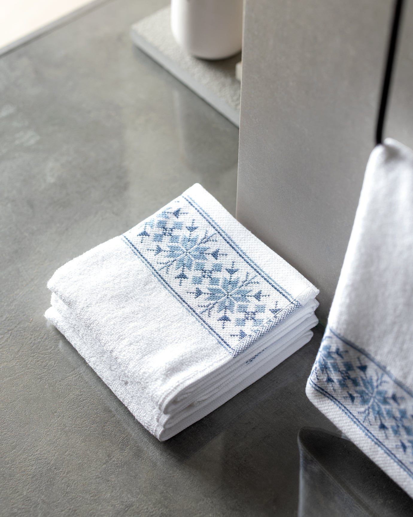 Soft 100% Cotton Hand Towel Set - 4 Pack, White & Grey