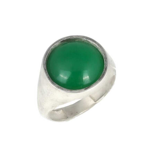 Premium Sterling Silver Green Gemstone Mens Ring