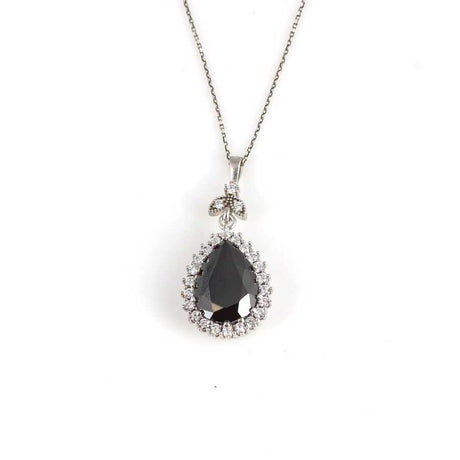 Premium 925 Sterling Silver Onyx Drop Entourage Necklace
