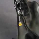 Premium Sterling Silver Large Round Yellow Citrine Earrings