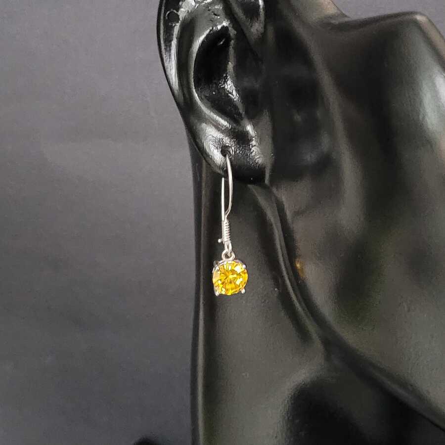 Premium Sterling Silver Large Round Yellow Citrine Earrings