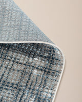 Weicher Polyester-Teppich – Modernes graues Krabbenmuster mit Fransenrändern