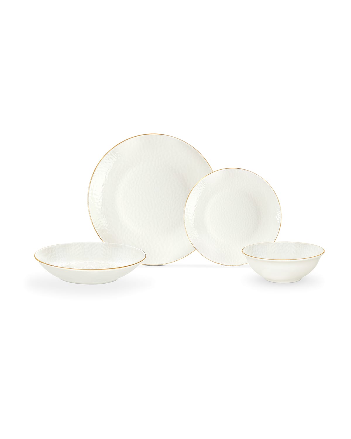 New Bone China 24-Piece Dinner Set - Hand-Applied Gold Rim
