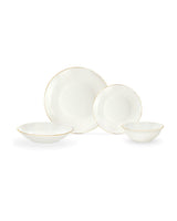 New Bone China 24-Piece Dinner Set - Hand-Applied Gold Rim