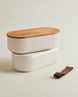 Ensemble de 2 boîtes de conservation alimentaire avec couvercles en bois, 1000 ml chacune
