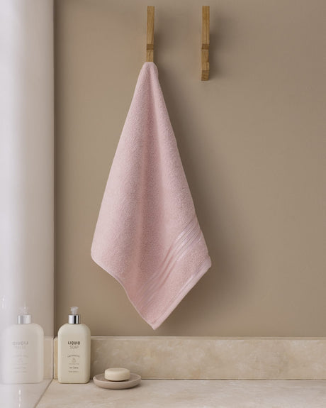 Soft 100% Cotton Face & Hand Towel - Absorbent & Fluffy - Powder Pink
