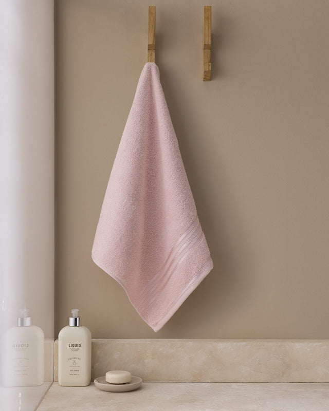 Soft 100% Cotton Face & Hand Towel - Absorbent & Fluffy - Powder Pink
