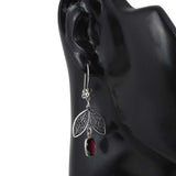Handcrafted Sterling Silver Garnet Filigree Drop Earrings