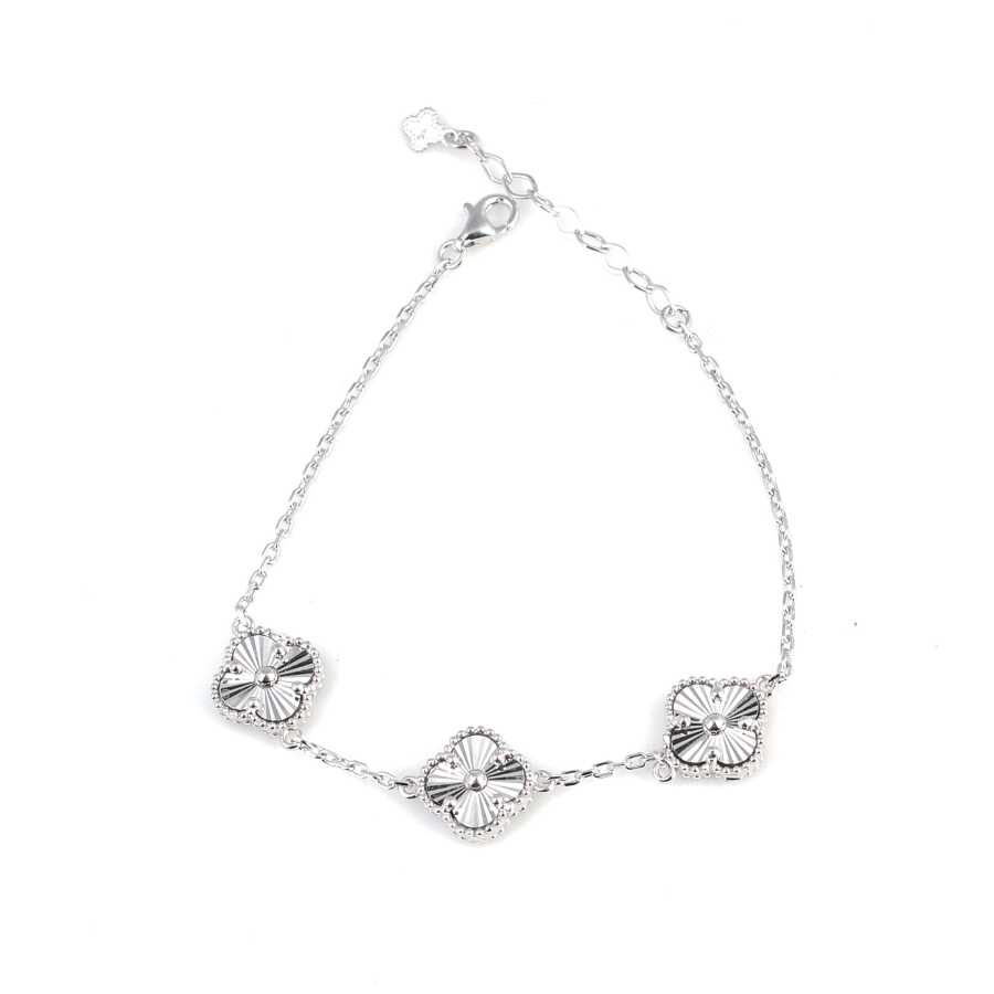 Premium Sterling Silver Mirrored Clover Bracelet