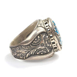 Bague homme en argent sterling 925 | Gemmes de zircon bleu ovales