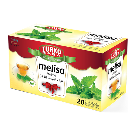 TURKOBABA Professional Lemon Balm Herbal Tea Bags - 20 Count Box