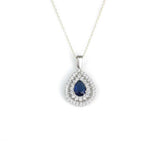 Professional 925 Sterling Silver Double Row Entourage Teardrop Sapphire Necklace