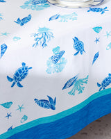 Cornella Polycotton Tablecloth - Blue and White Striped Dining Linen