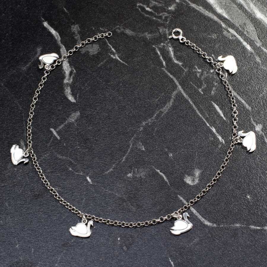 Professional Grade Sterling Silver Swan Anklet Set