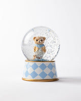 Resin & Glass Snow Globe - Polo Bear Salmon & Blue Design