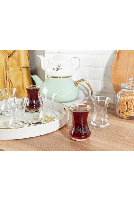Madame Coco Lavem Daisy Touch Premium Turkish Tea Glass Set - 6-Piece Set - 155ml Each