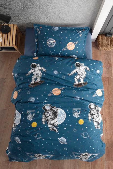Ranforce 100% Cotton Single Duvet Cover Set - Space Explorer