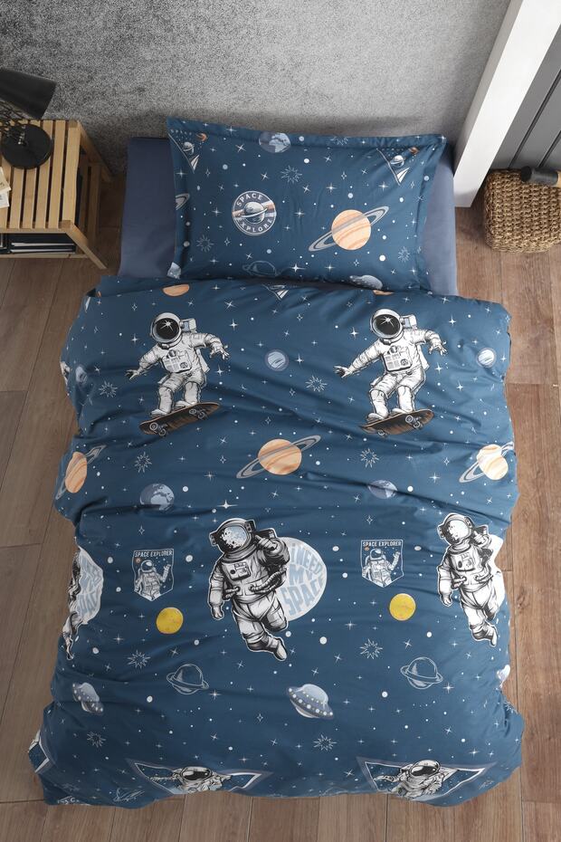 Ranforce 100% Cotton Single Duvet Cover Set - Space Explorer