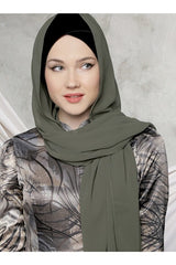 Khaki Crepe Chiffon Shawl - Lightweight & Elegant