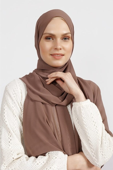 Crepe Chiffon Shawl - Mink for Elegant Comfort