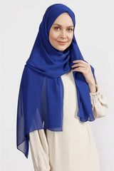 Lightweight Royal Blue Crepe Chiffon Shawl
