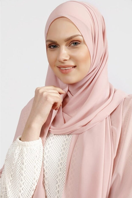 Crepe Chiffon Shawl - Light & Elegant Powder Pink