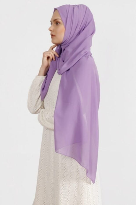 Lilac Crepe Chiffon Shawl - Light & Breathable