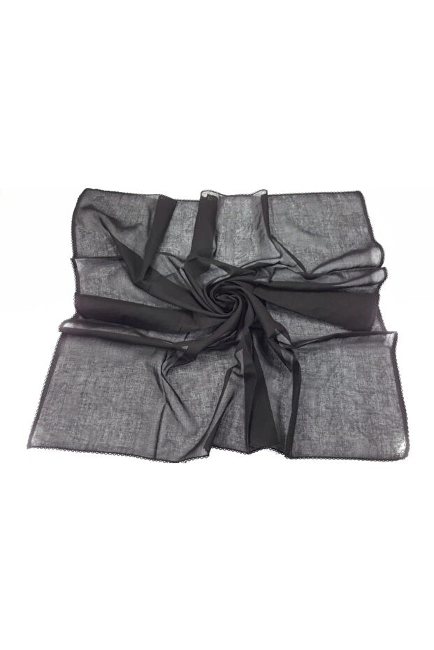 Women's Black Cotton Headscarf - Soft & Breathable