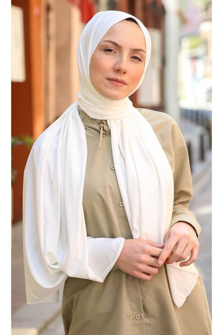PIERPARIS Off-White Cotton Combed Shawl - Soft & Lightweight