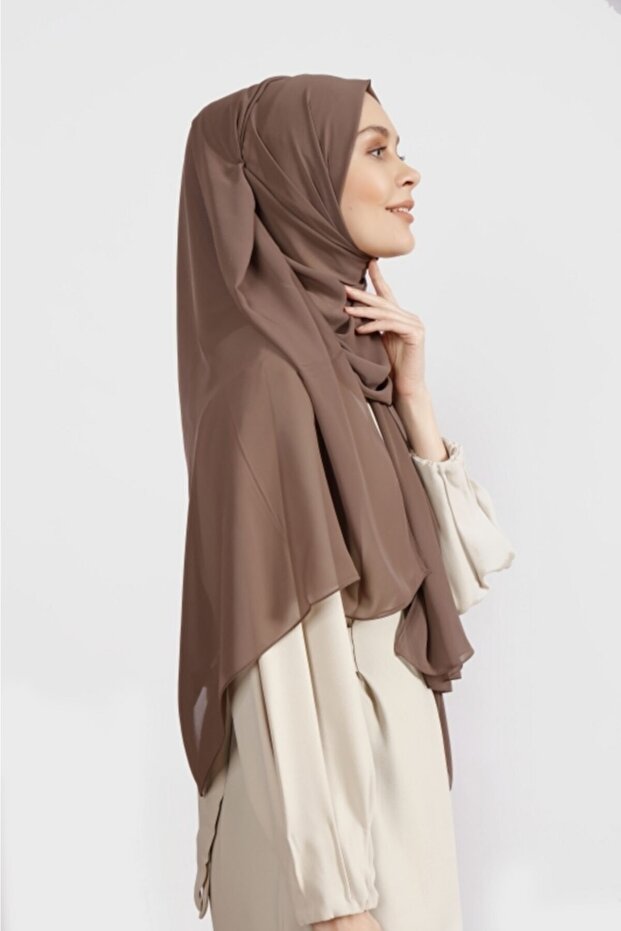 Crepe Chiffon Shawl - Lightweight & Elegant Bitter Mink