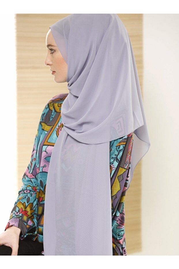 Dark Grey Crepe Chiffon Shawl - Lightweight & Elegant