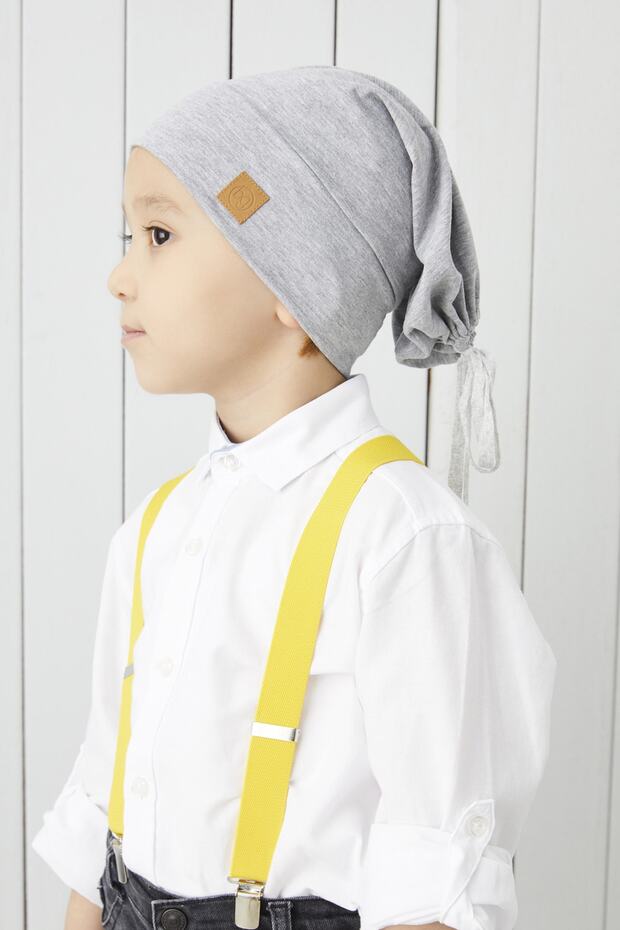 Kids' Grey 4-Season Soft Cotton Beanie Hat