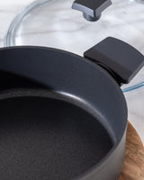 Titanium Non-Stick Shallow Casserole Pot, Black, 26 cm