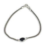 Sterling Silver Foxtail Chain Bracelet with Deep Onyx Zircon