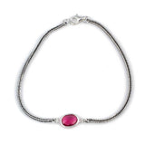 925 Sterling Silver Ruby Zircon Foxtail Chain Bracelet - Timeless Elegance