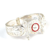 925 Sterling Silver Red Enamel Antique Design Bangle