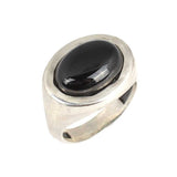 925 Sterling Silver Oval Onyx Men's Ring - Polished Finish