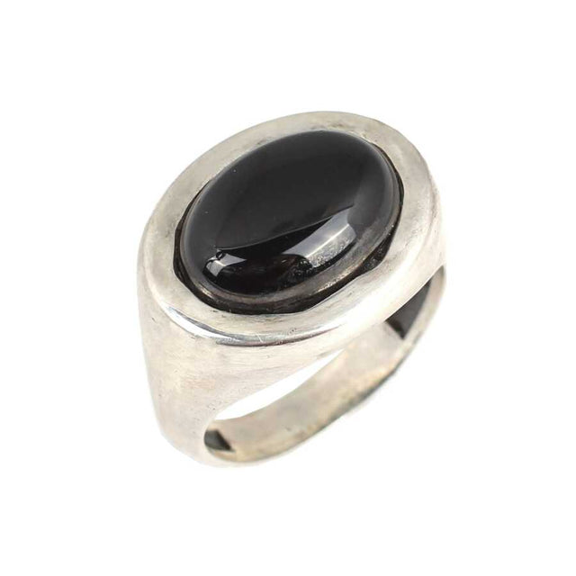 925 Sterling Silver Oval Onyx Men's Ring - Polished Finish