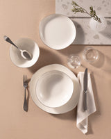 New Bone China Dinnerware Set - Alette Silver Accents