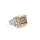 Men's 925 Sterling Silver Ring with Bold Square Zircon Stone