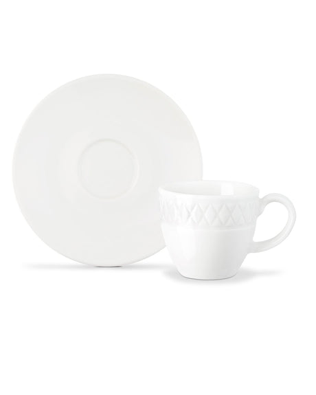 Porcelain Coffee Cup Set for Two - Elegant White Design