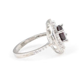Sterling Silver Garnet Double Halo Ring
