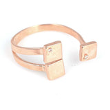 925 Sterling Silver Zircon Ring - Elegant Triple Square Setting