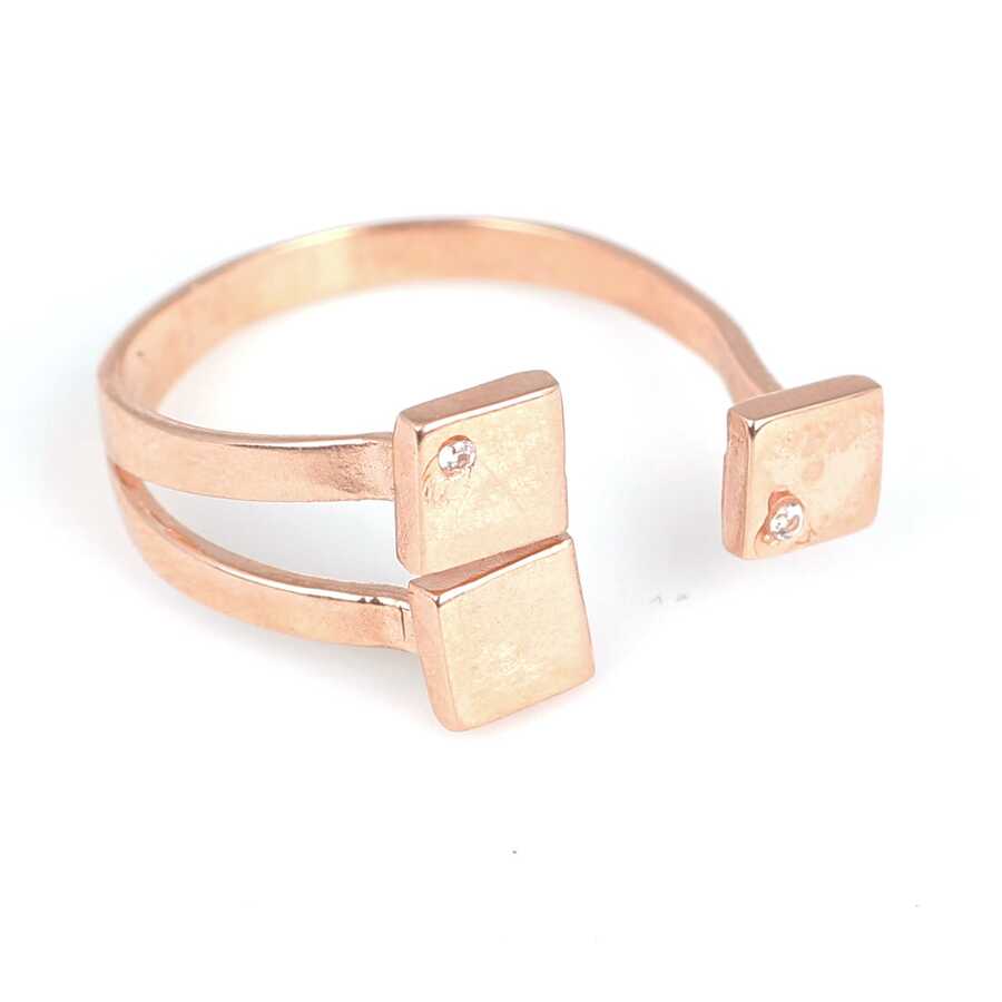 925 Sterling Silver Zircon Ring - Elegant Triple Square Setting