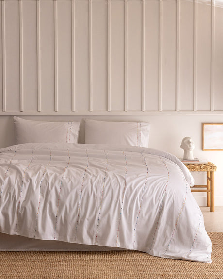 100% Cotton Ranforce Double Duvet Cover Set - Estampe Embroidered