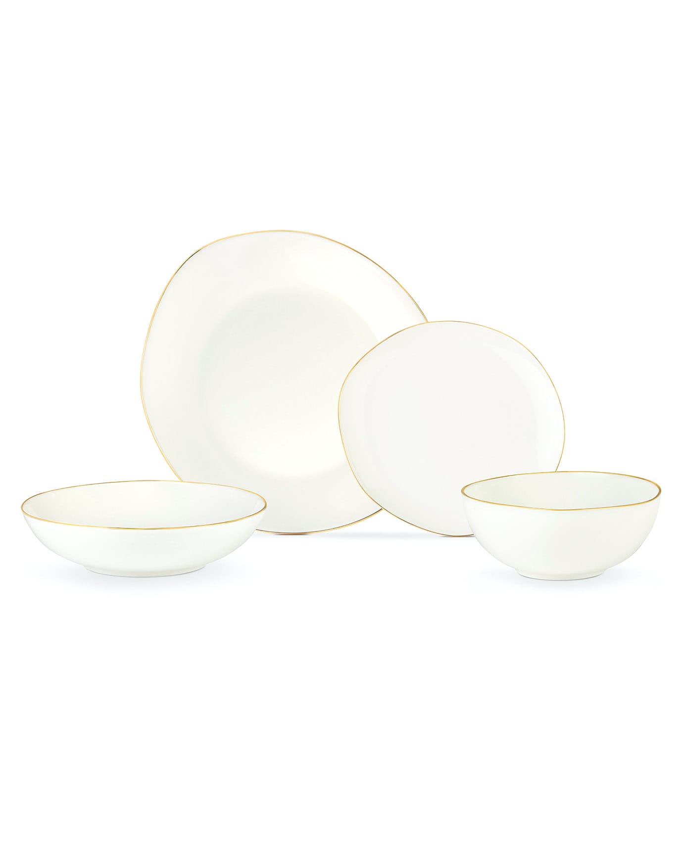 New Bone Alette 6-Person Dinner Set - Gold-Rimmed White