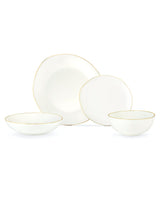 New Bone Alette 6-Person Dinner Set - Gold-Rimmed White
