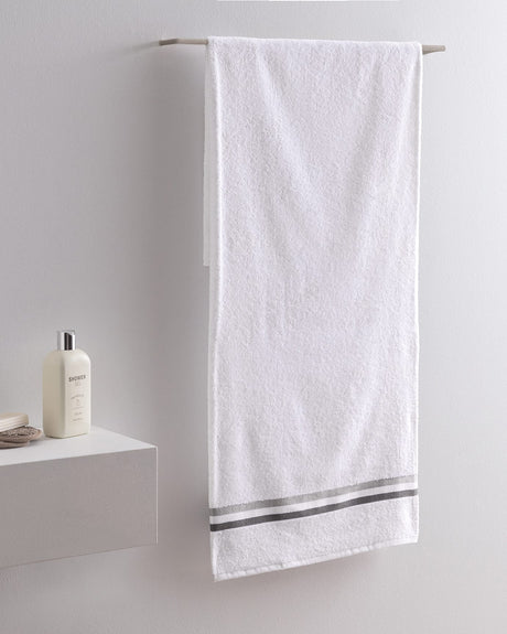 Soft Absorbent Cotton Bath Towel - White & Gray