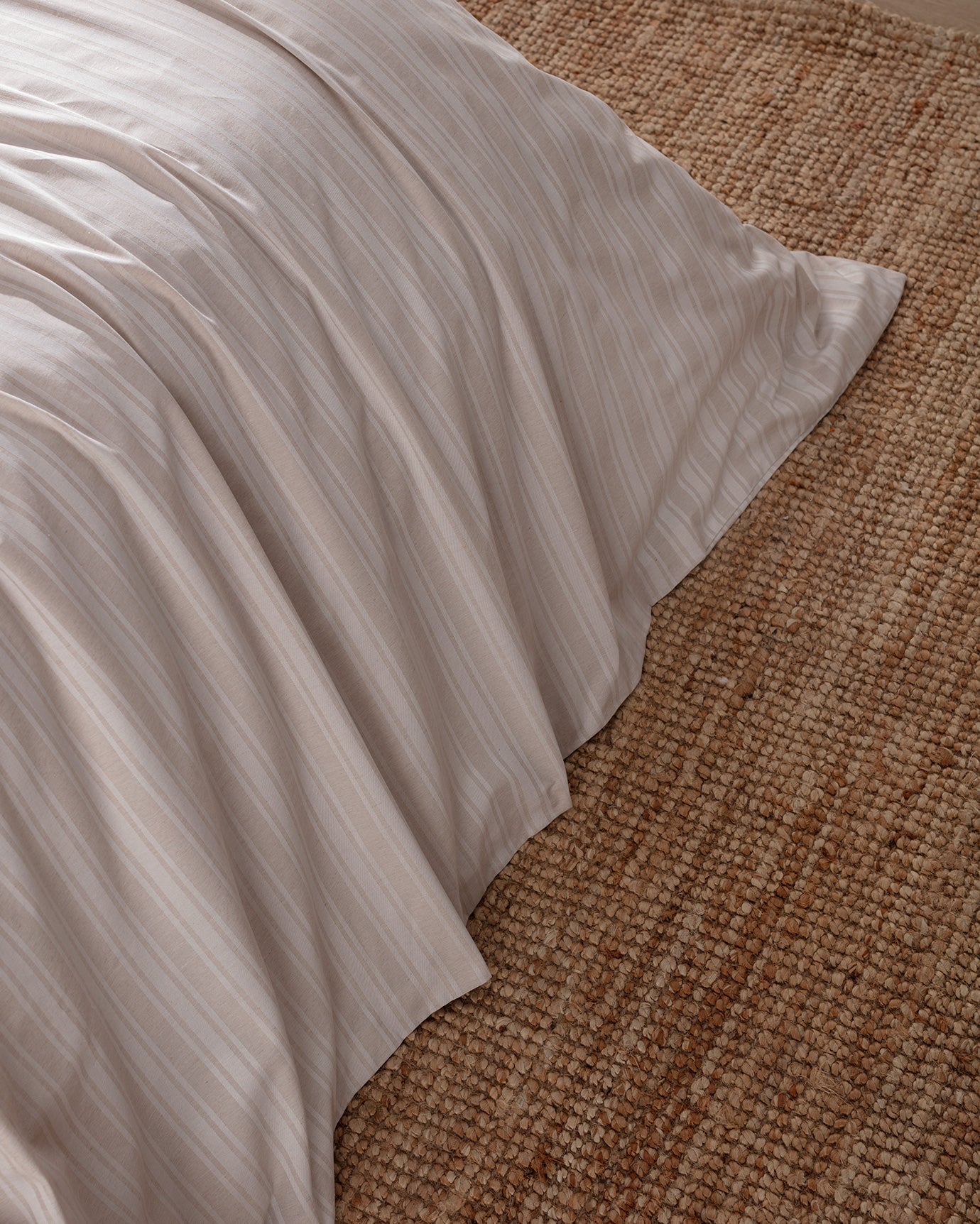 Cotton Blend Sateen Double Duvet Cover Set - Striped