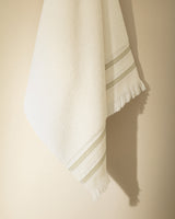100% Cotton Bath Towel - White/Green Modern Design